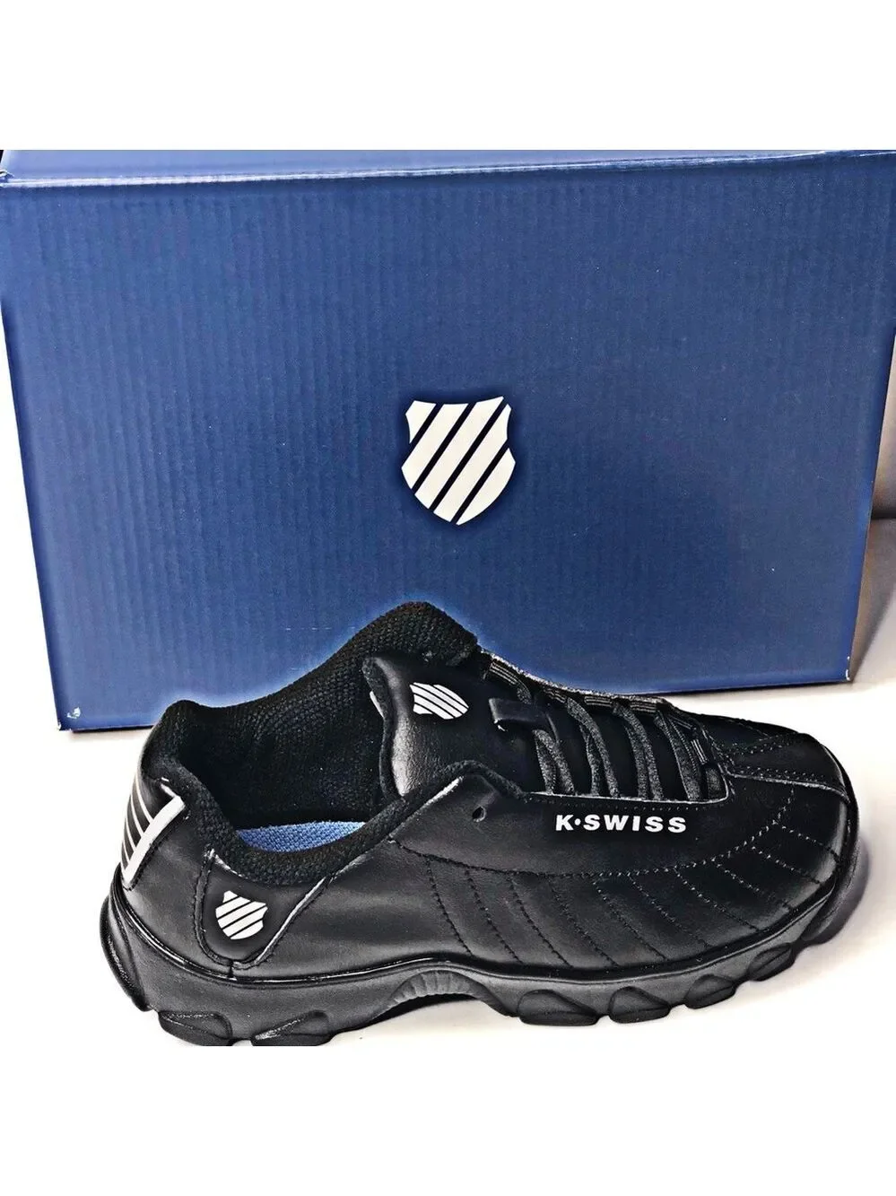 NIB K-Swiss Classic Low Boys Sneakers Leather Black Athletic Shoes⁠ Sz 6-2